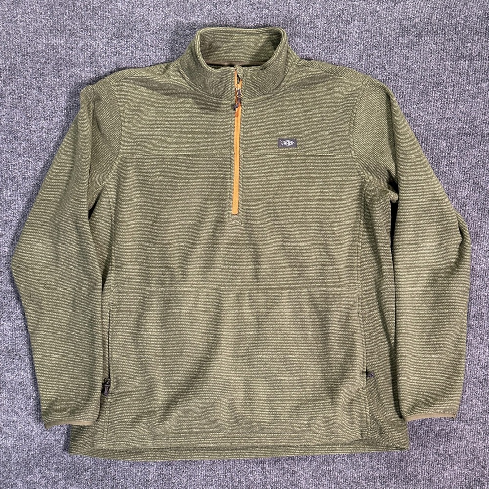 AFTCO Sentinel 1/4 Zip Pullover Sweater Heather Moss Green Men's Size XL